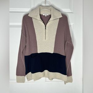 Madewell Colorblock Half Zipper Collared Wool Blend Sweater Sz
